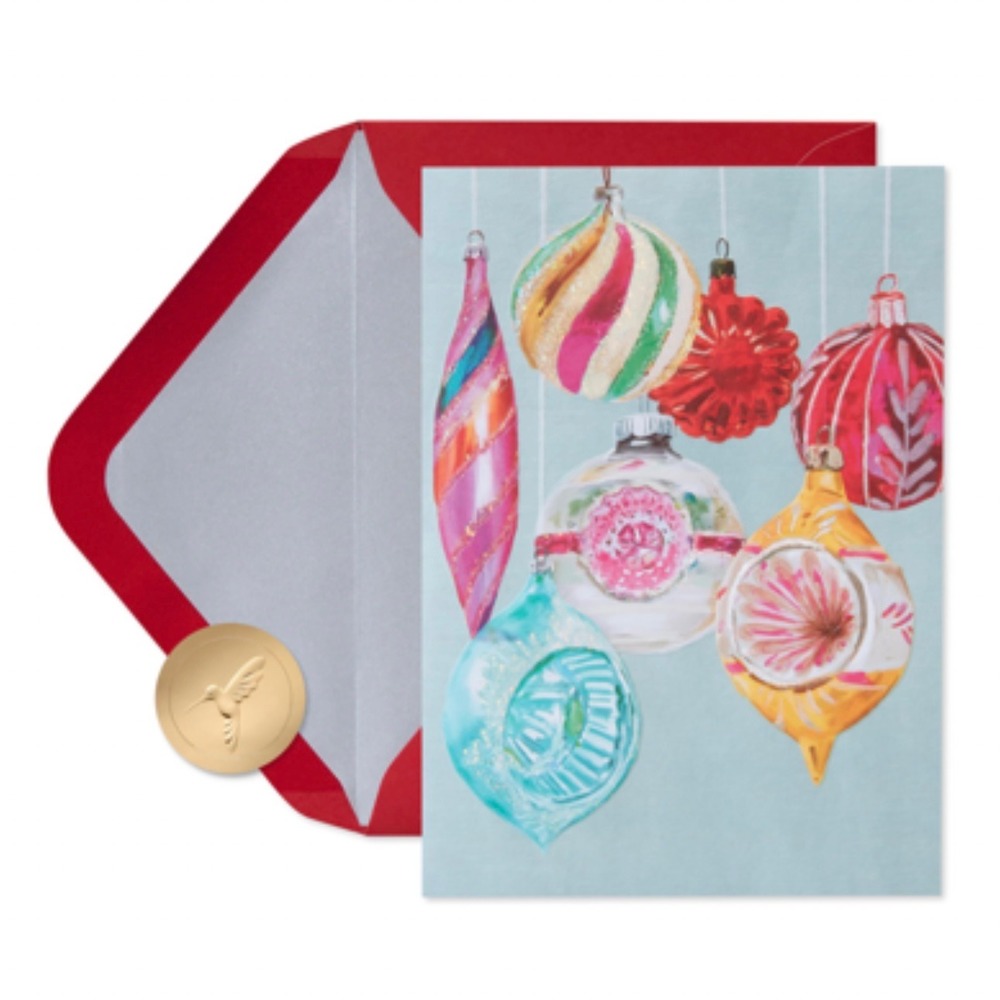 Papyrus Christmas Card Set Vintage Ornaments Holiday Greeting Cards w/ Envelopes